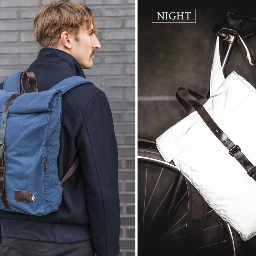 NWT *Property of... *Mitch Roll-Down Backpack Navy blue & dark brown
